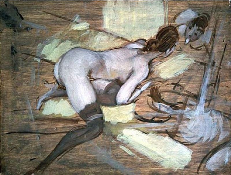 Nude Woman reclining on Yellow Cushions by Giovanni Boldini