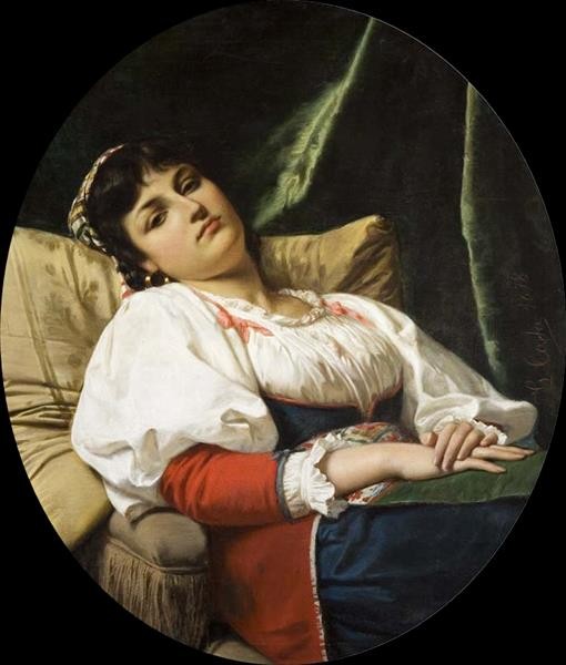 Young Girl on the Armchair by Giovanni Costa