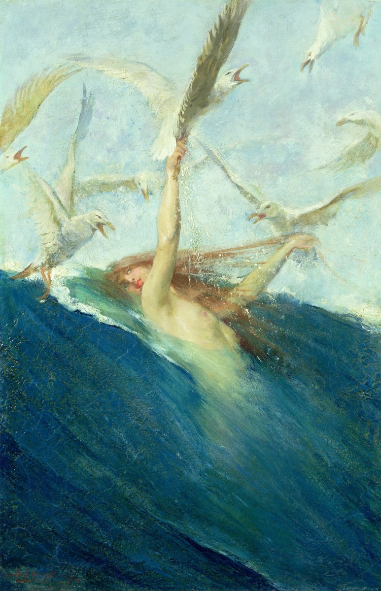 A Mermaid Being Mobbed by Seagulls by Giovanni Segantini
