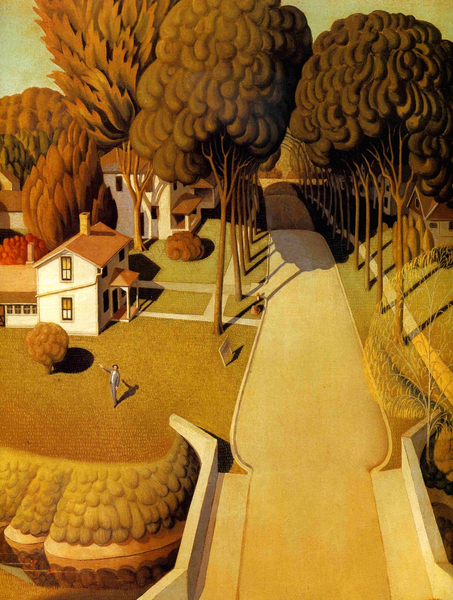 The Birthplace of Herbert Hoover, West Branch, Iowa by Grant Wood
