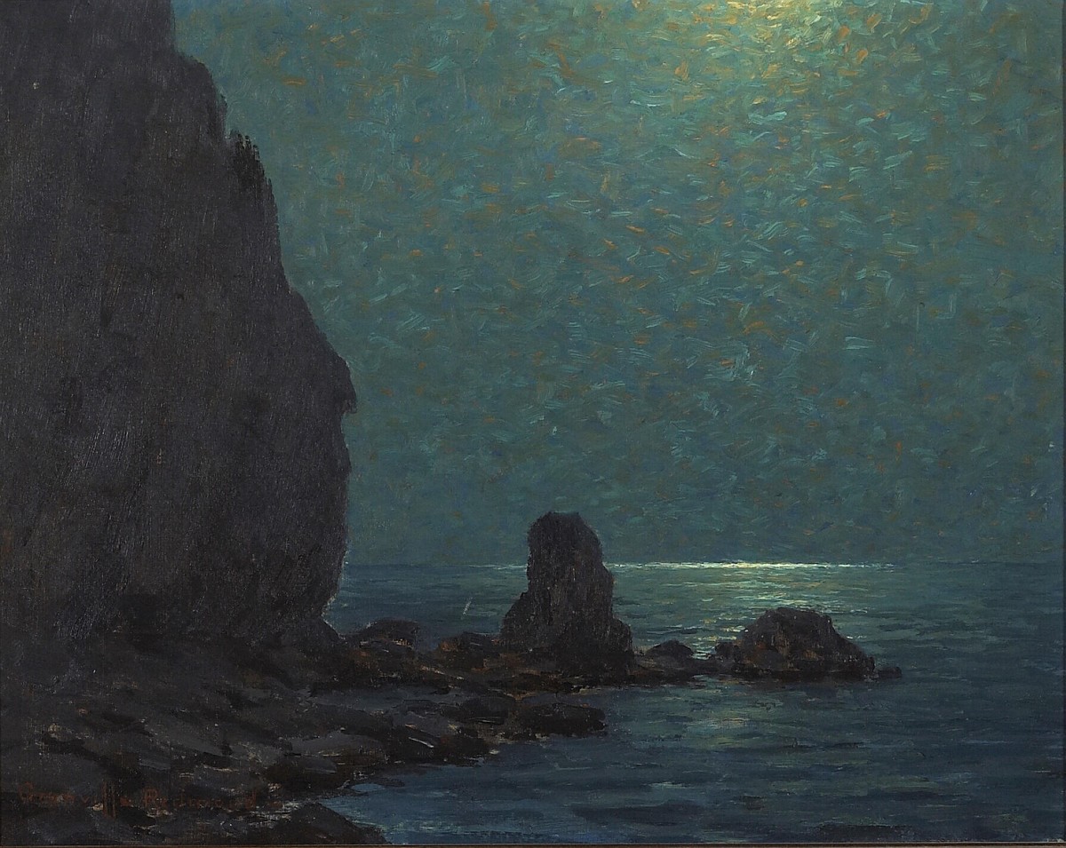 Catalina Island Coast Under a Moonlit Sky by Granville Redmond