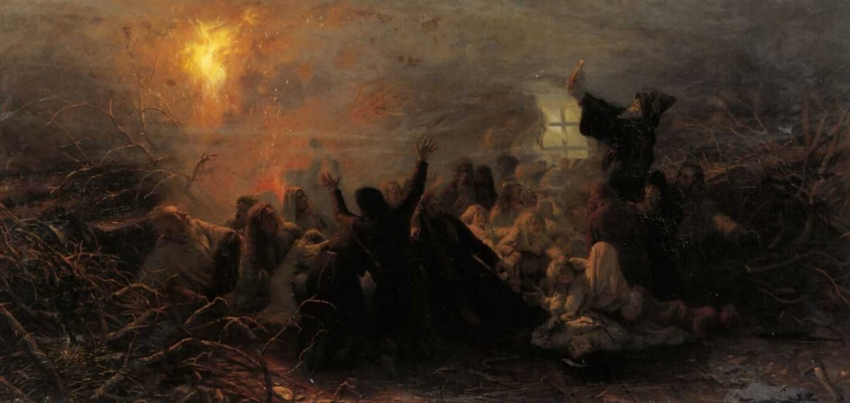 People burning themselves by Grigoriy Myasoyedov
