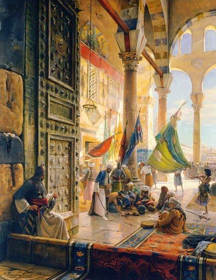 Forecourt of the Ummayad Mosque, Damascus by Gustav Bauernfeind