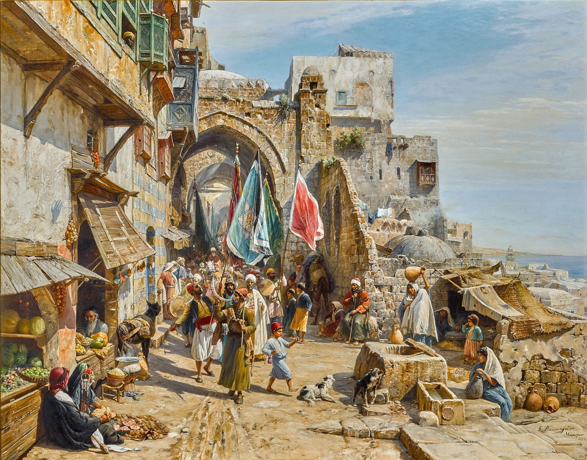 Procession in Jaffa by Gustav Bauernfeind