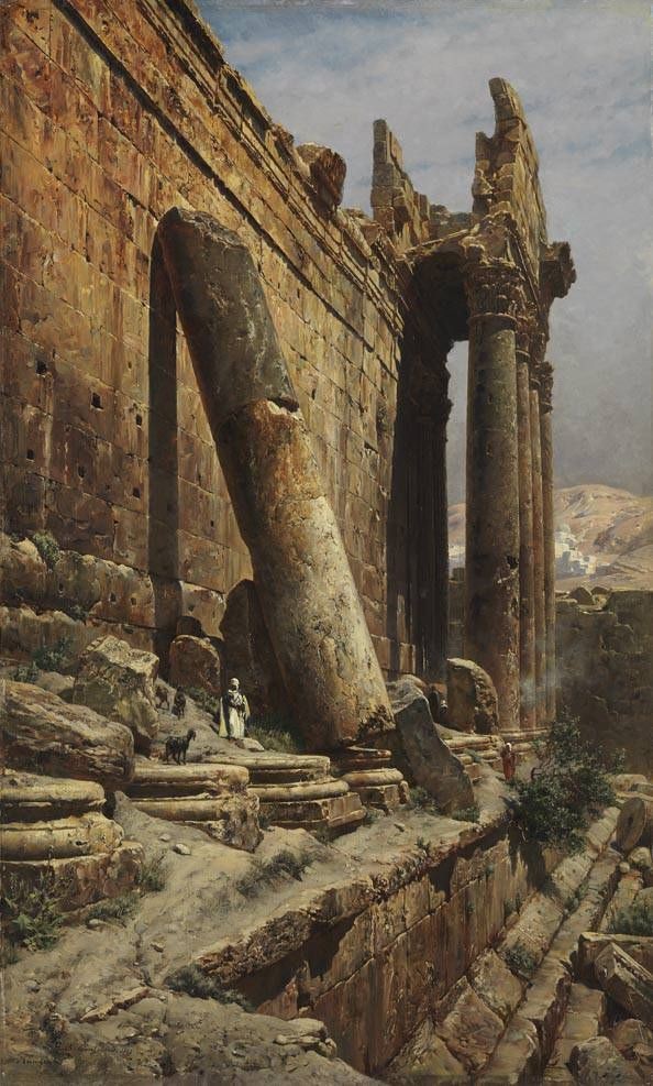 The ruined temple in Baalbek by Gustav Bauernfeind