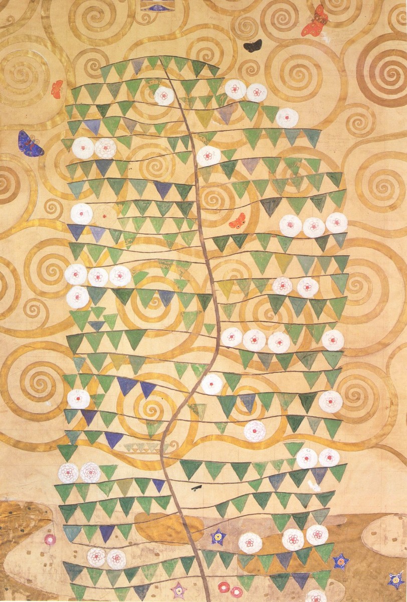 Cartoon for the frieze of the Villa Stoclet in Brussels: right part of the tree of life by Gustav Klimt