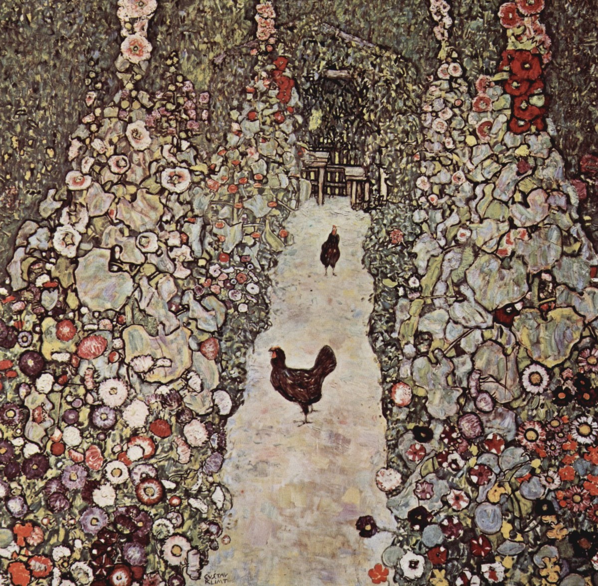 Garden with Roosters by Gustav Klimt