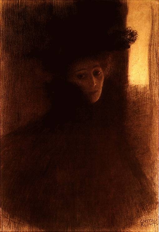 Lady with Cape and Hat by Gustav Klimt