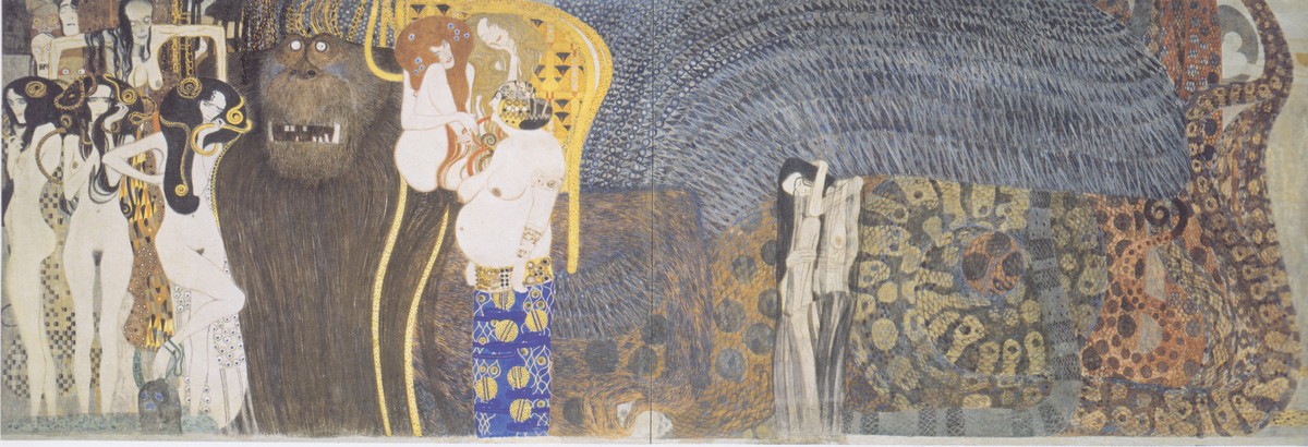 The Beethoven Frieze: The Hostile Powers. Far Wall by Gustav Klimt