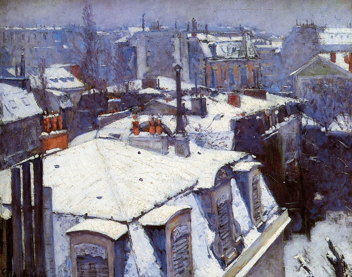 View of Roofs (Snow Effect) or Roofs under Snow by Gustave Caillebotte