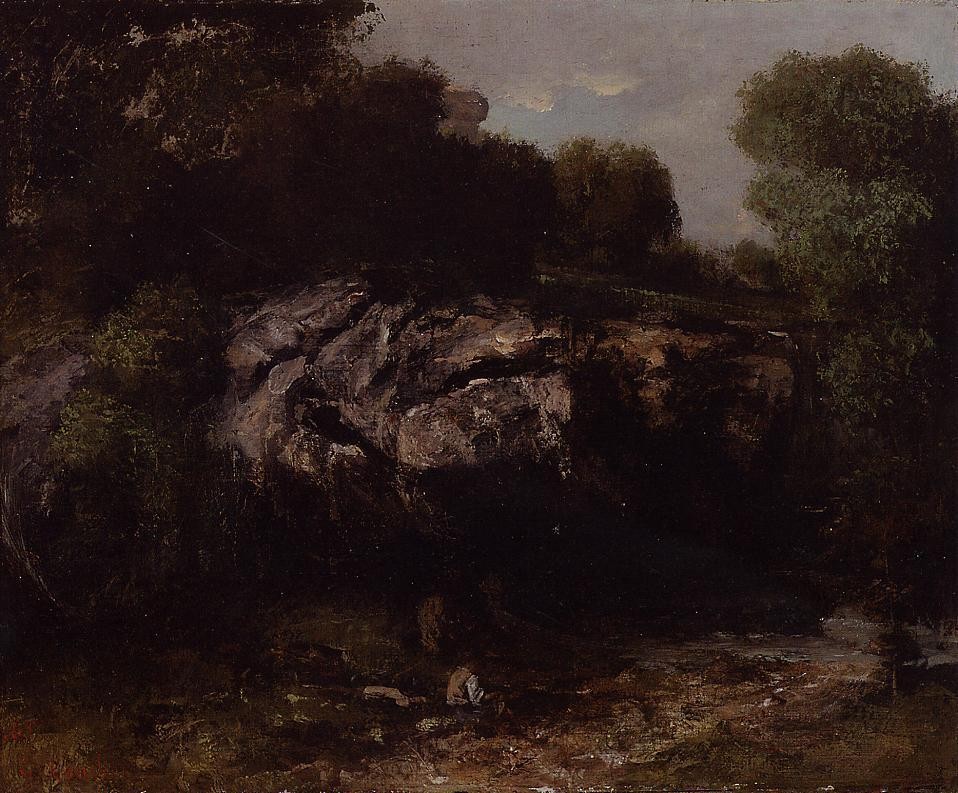 Rocky Landscape with Figure by Gustave Courbet