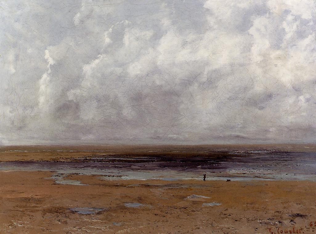 The Beach at Trouville at Low Tide by Gustave Courbet