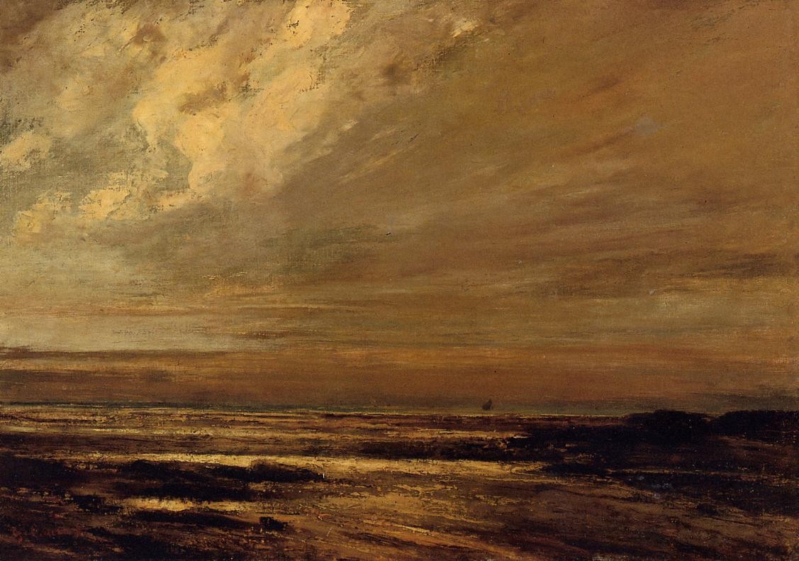 The Beach at Trouville at Low Tide by Gustave Courbet