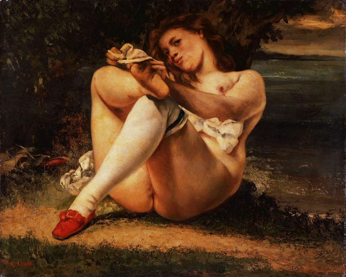 Woman with White Stockings by Gustave Courbet