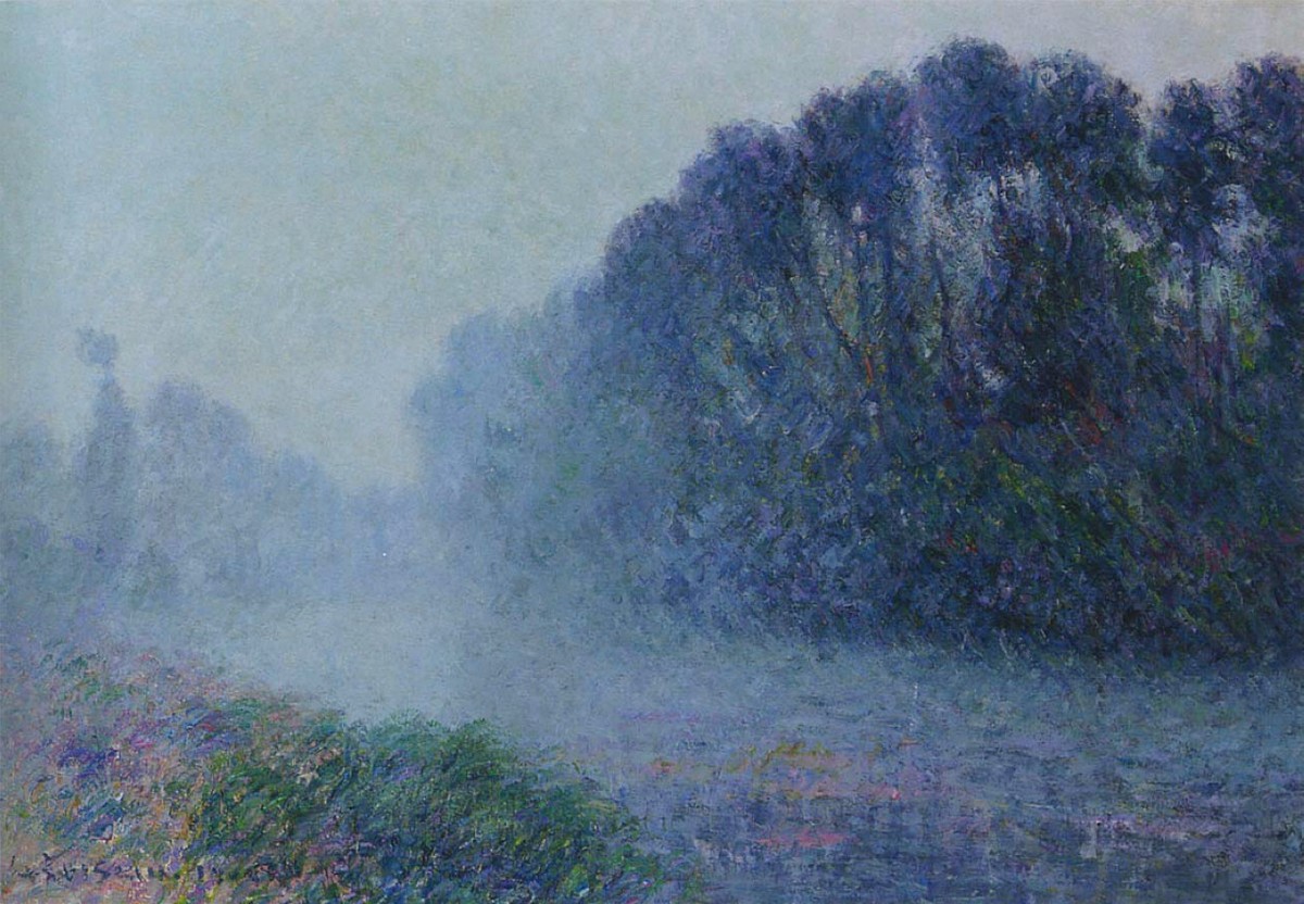 By the Eure River Mist Effect by Gustave Loiseau
