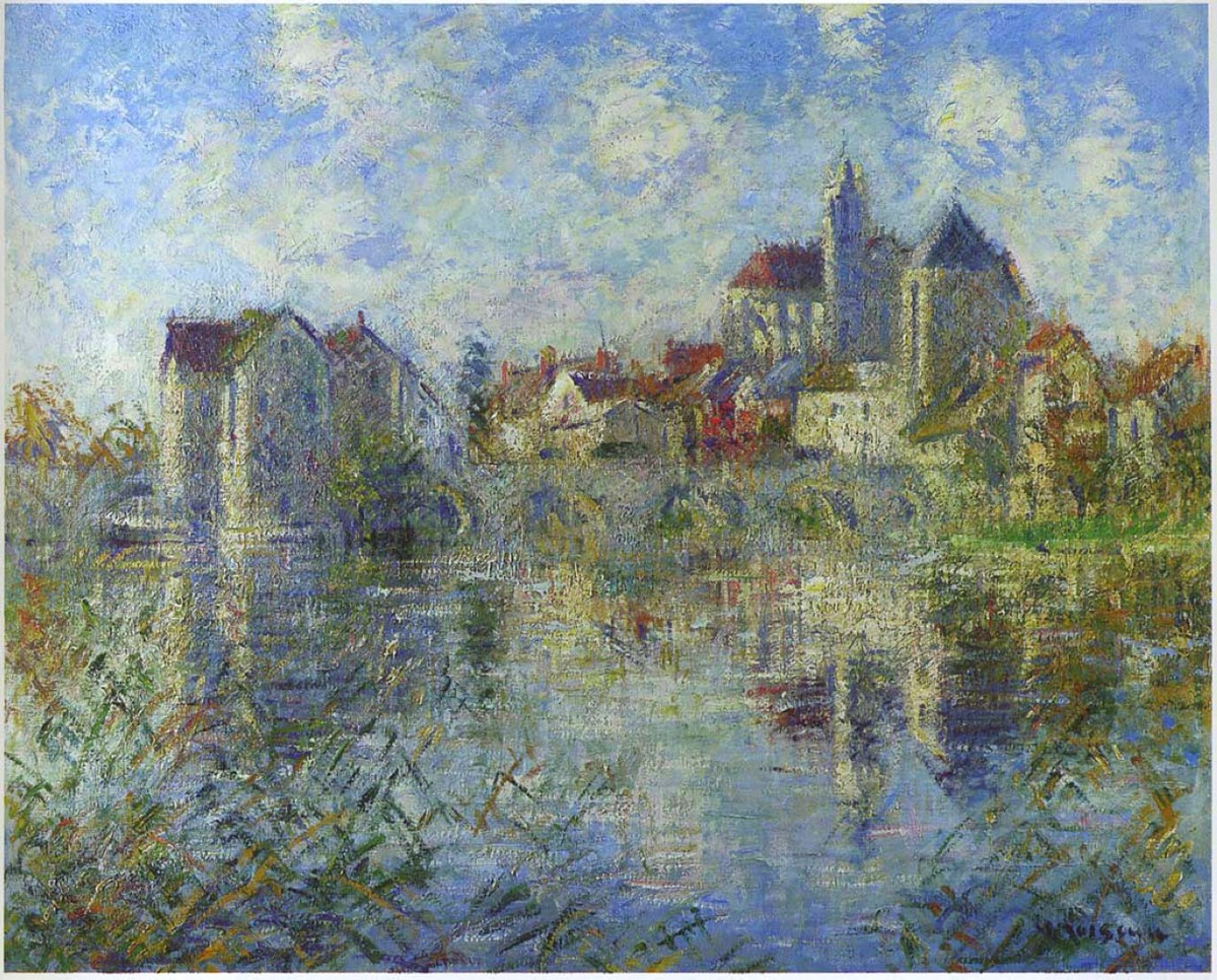 Moret on Loing and the church by Gustave Loiseau