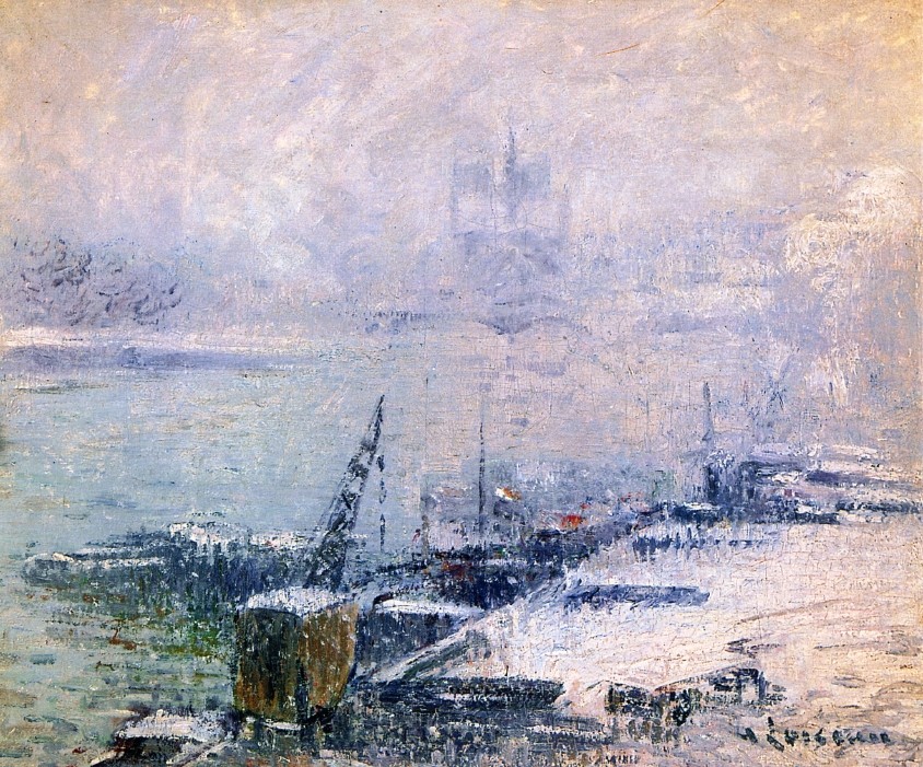 The Pont Henri IV Notre Dame de Paris in the Snow by Gustave Loiseau