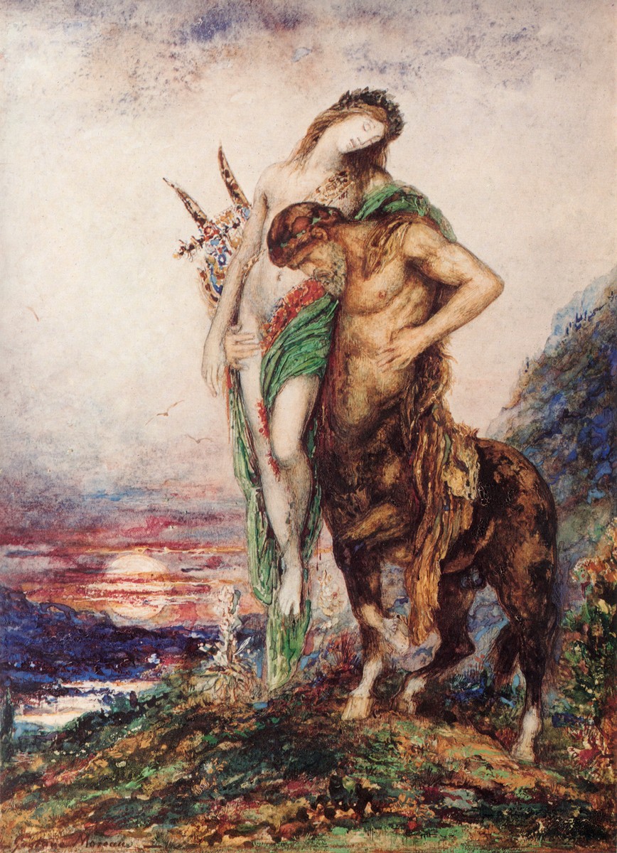 Dead poet borne by centaur by Gustave Moreau