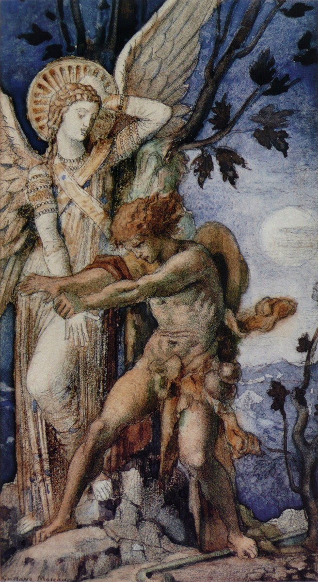 Jacob and the Angel by Gustave Moreau