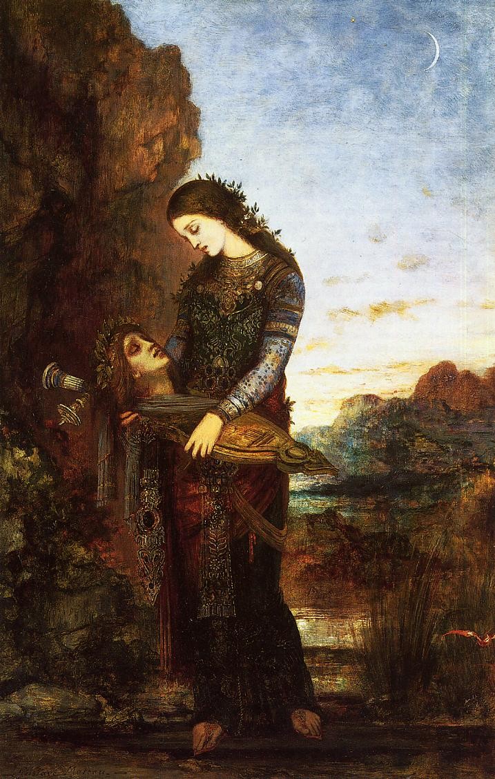 Young Thracian Woman Carrying the Head of Orpheus by Gustave Moreau
