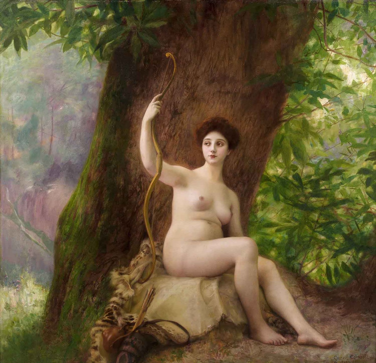 Woman as Diana in Nature by Gustave-Claude-Etienne Courtois