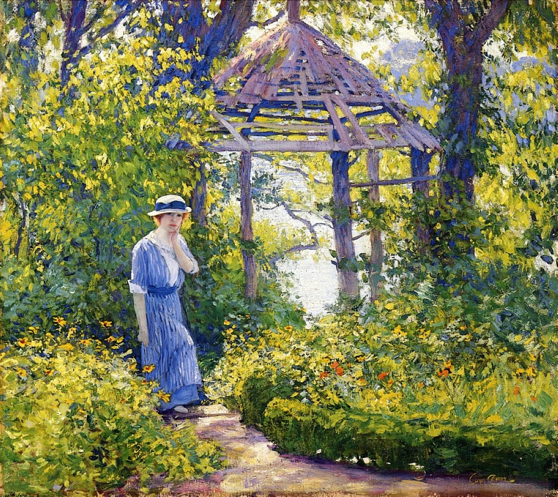 Girl in a Wickford Garden, New England by Guy Rose