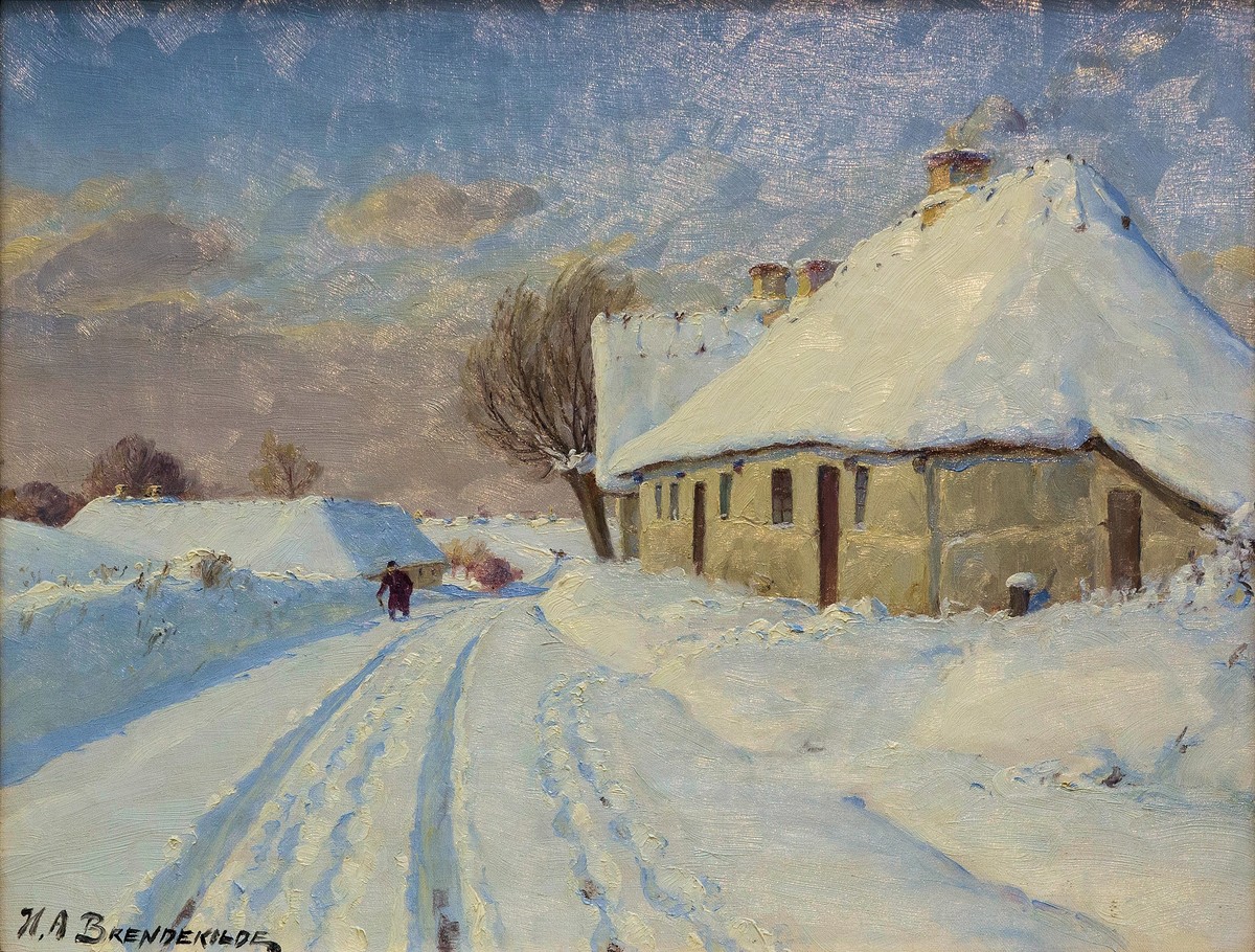 Solskin I Landsbyen En Vinterdag by Hans Andersen Brendekilde