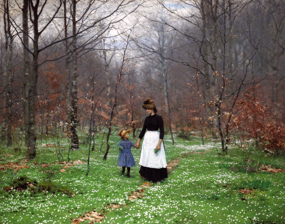 Springtime; the First Anemones by Hans Andersen Brendekilde