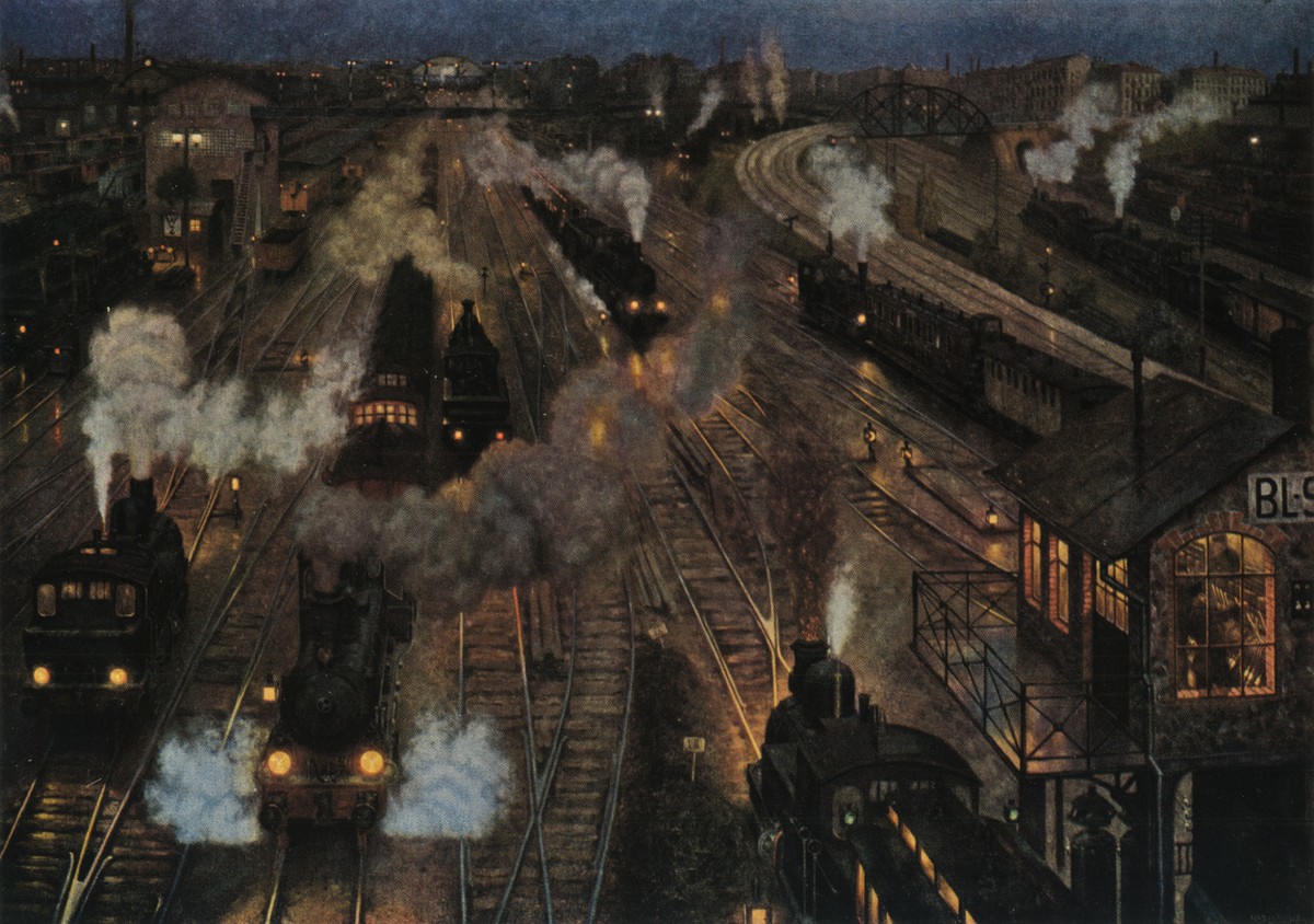 Big City Train Station by Hans Baluschek