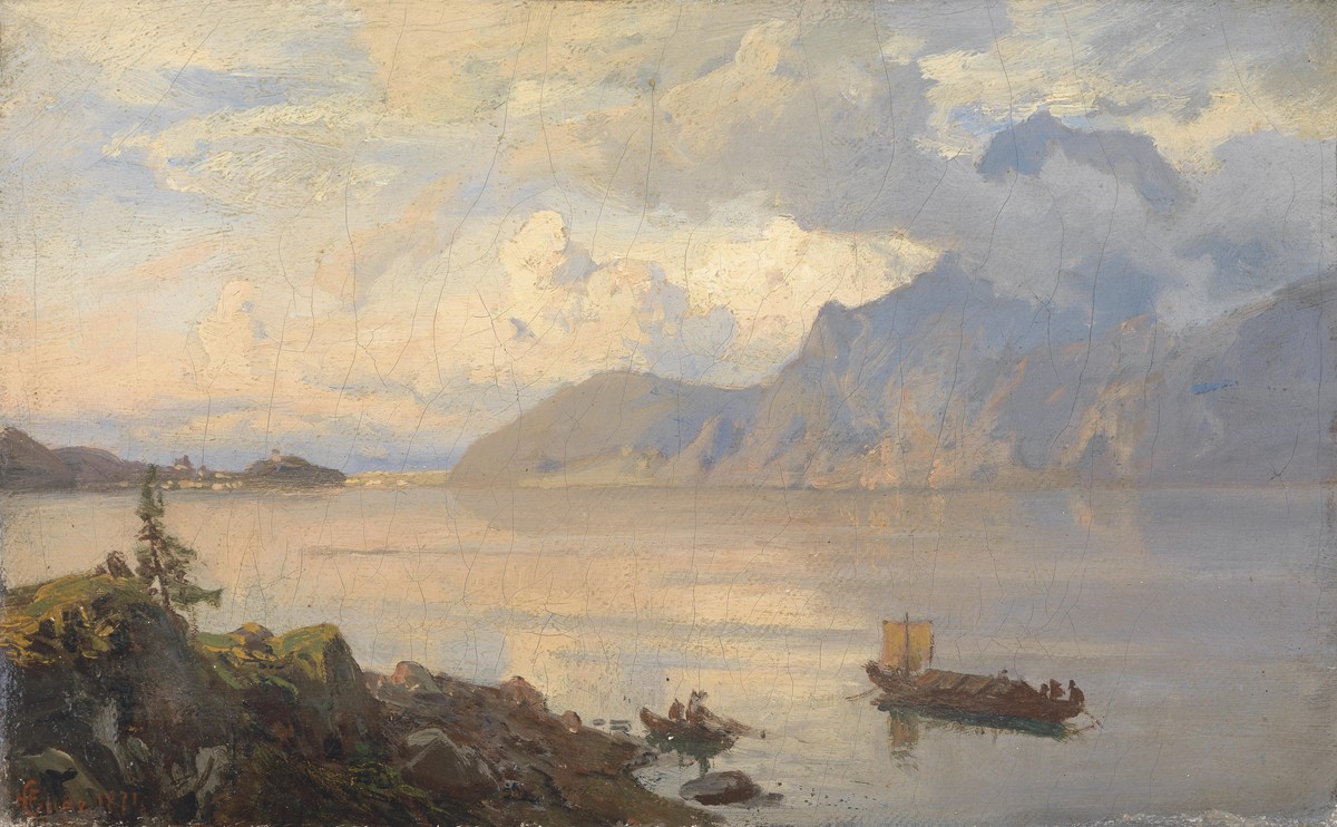 Ansicht Des Traunsees, Signiert by Hans Gude