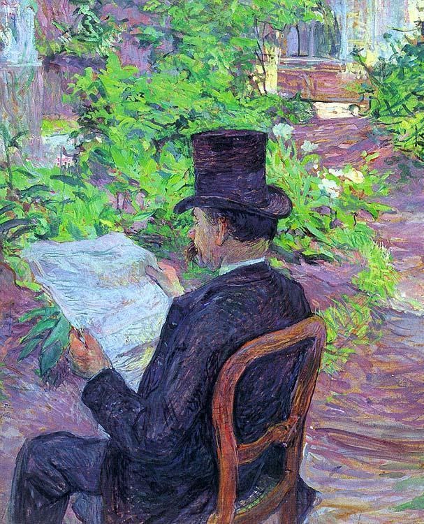 Desire Dehau Reading a Newspaper in the Garden by Henri de Toulouse-Lautrec