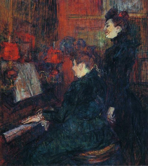 The Singing Lesson. (The Teacher, Mlle.Dihau, with Mme.Faveraud) by Henri de Toulouse-Lautrec
