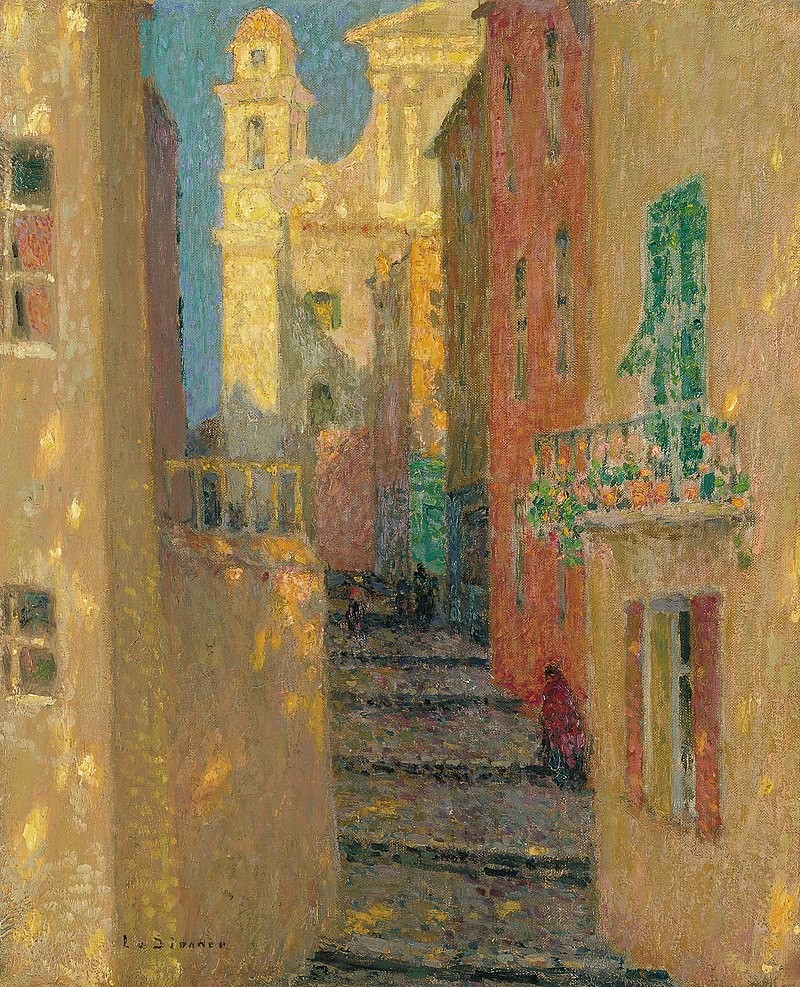 La Rue De L'Eglise, Villefranche Sur Mer by Henri Le Sidaner