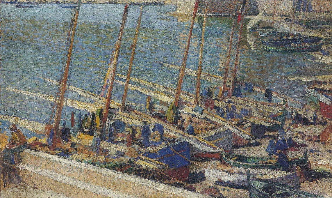 Boats in Port Collioure by Henri Martin