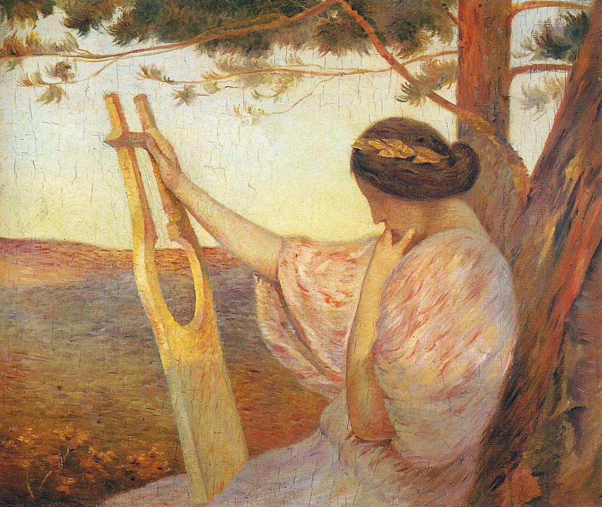 Lady with Lyre by Pine Trees by Henri Martin
