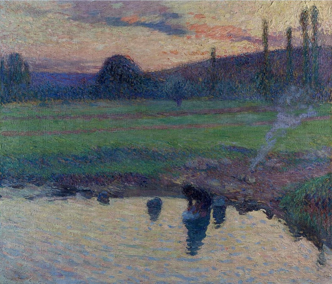 Lavandiere on the Pond Bank by Henri Martin