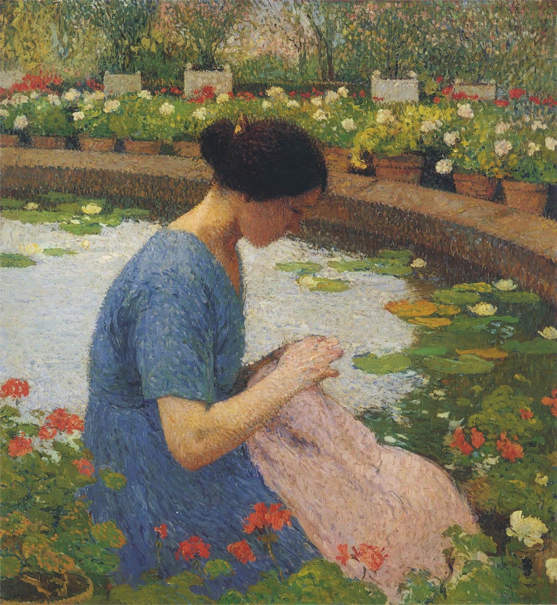 Sewing in the Garden at Marquayrol by Henri Martin