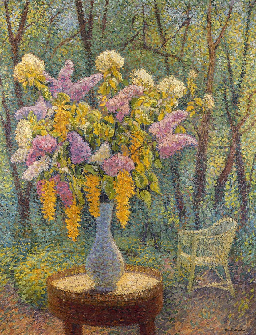 Vase of Flowers in a Garden by Henri Martin