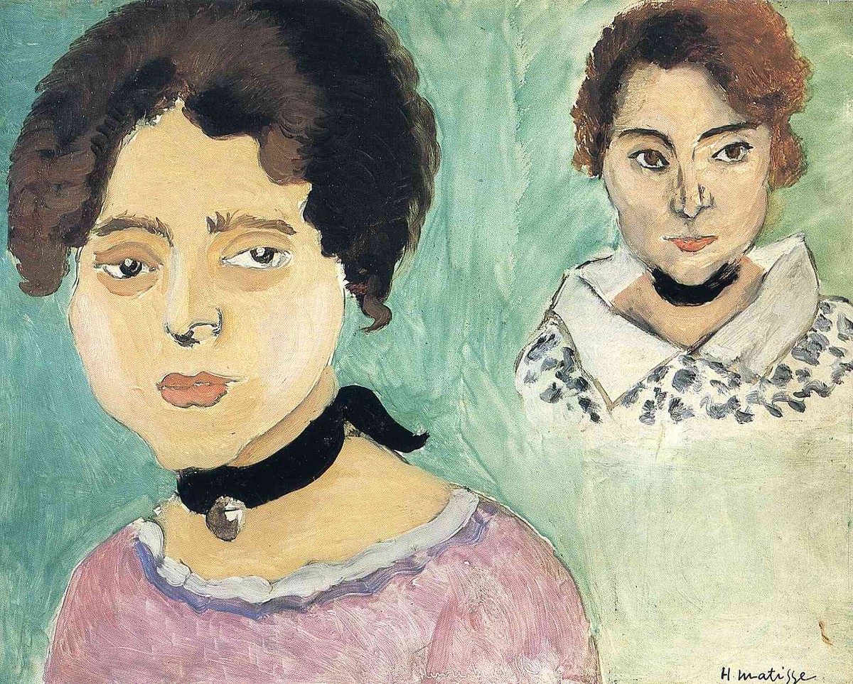 Double Portrait of Marguerite on Green Background by Henri Matisse