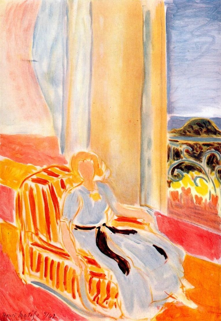Girl in White Robe Seated by the Window by Henri Matisse