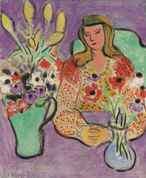 Jeune Fille Aux Anemones Sur Fond Violet by Henri Matisse