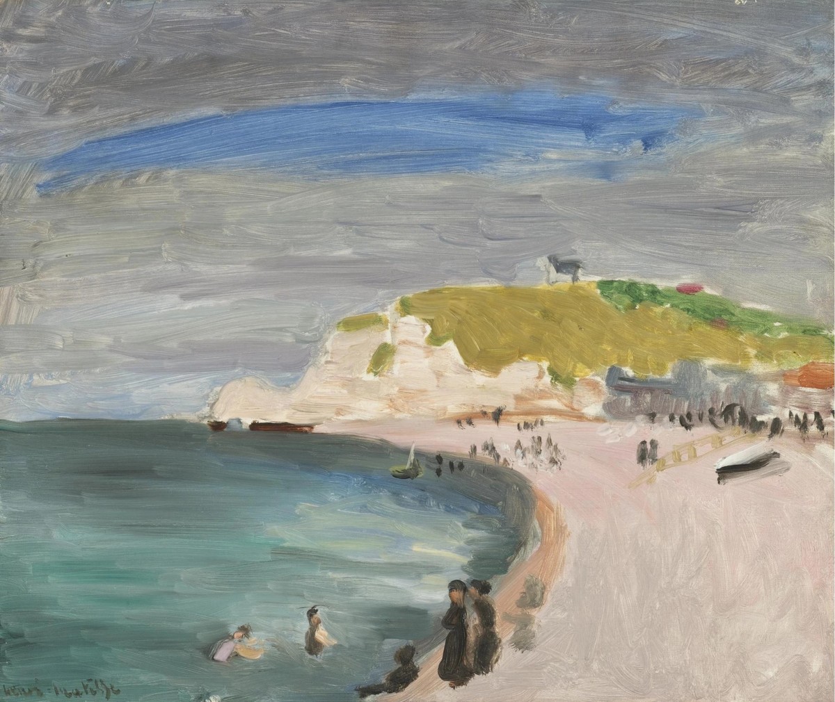 La Plage De Etretar Avec Baigneurs by Henri Matisse