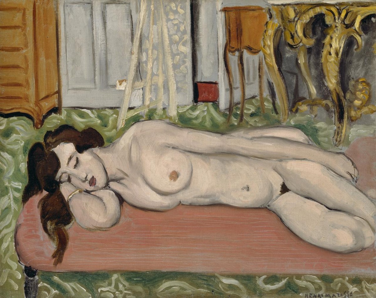 Reclining Nude on a Pink Couch by Henri Matisse
