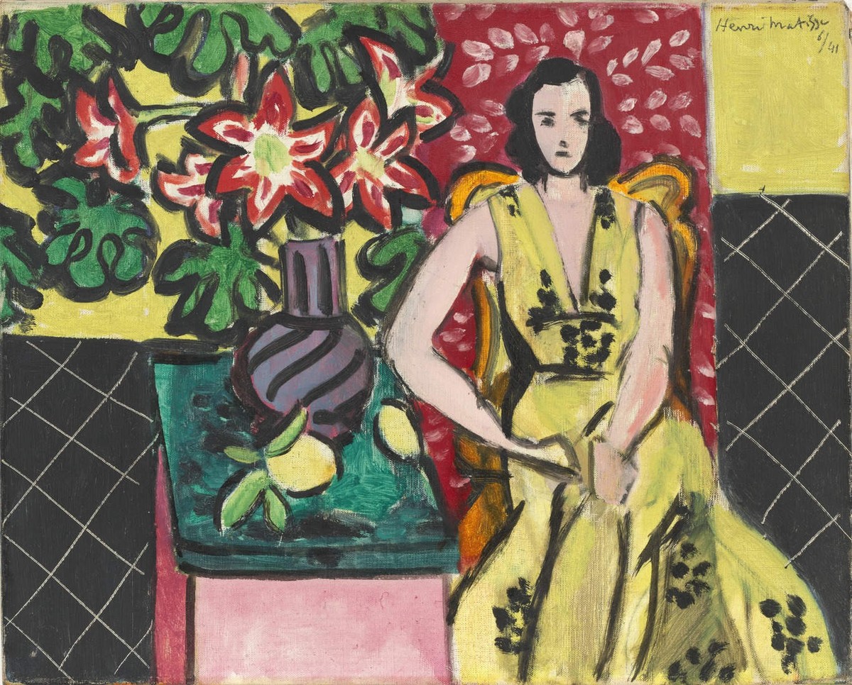 Seated Woman with a Vase of Amaryllis by Henri Matisse