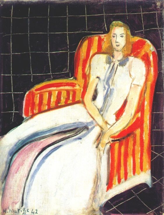 Simone in Striped Armchair by Henri Matisse