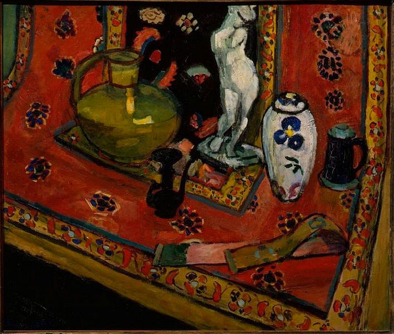 Statuette and Vases on Oriental Carpet by Henri Matisse