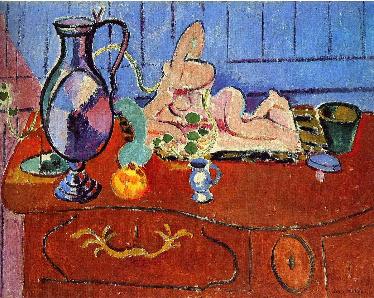 Still Life with a Pewter Jug and Pink Statuette by Henri Matisse