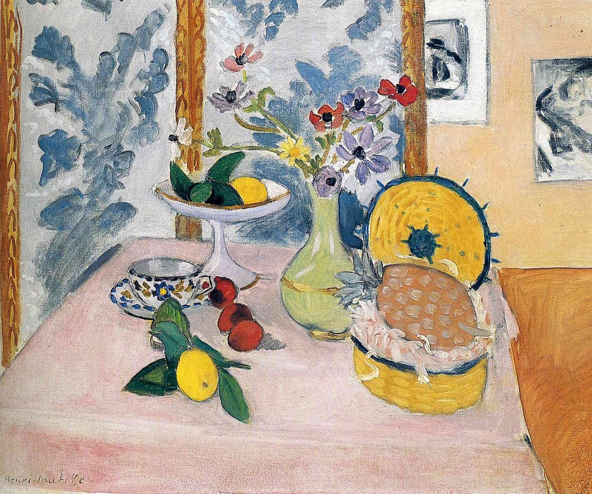 Still LIfe, Pineapples, Fruit Bowl, Fruit, Vase of Anemones by Henri Matisse