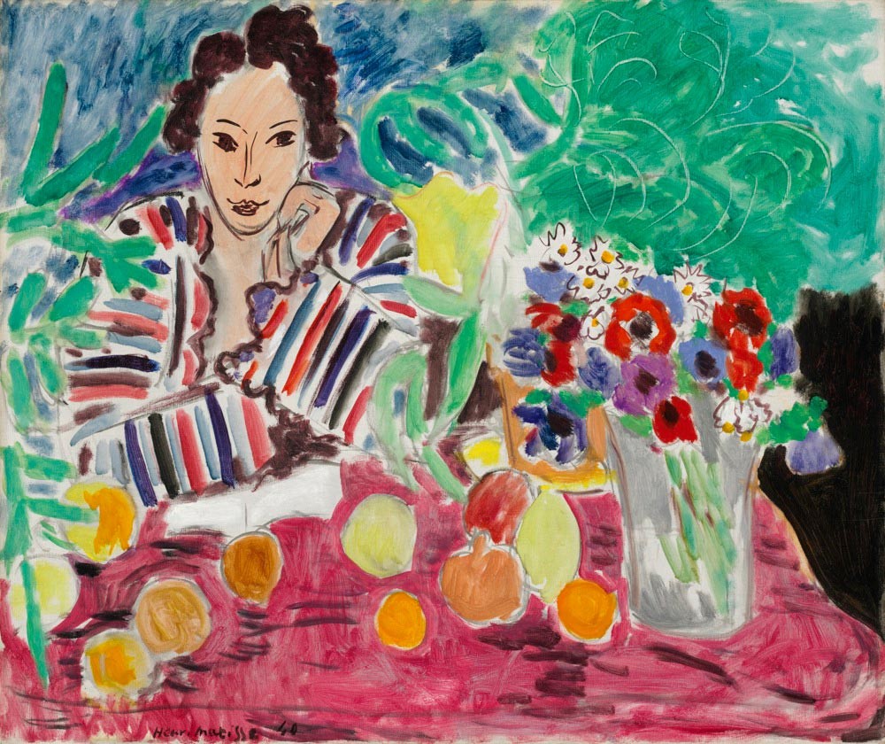 Striped Robe, Fruit, and Anemones by Henri Matisse