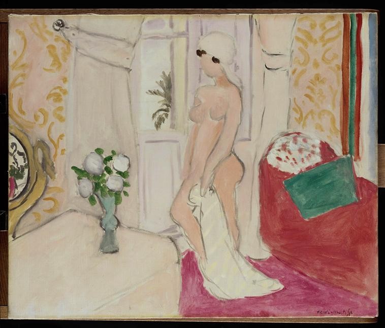 The Maiden and the vase of flowers or pink nude by Henri Matisse